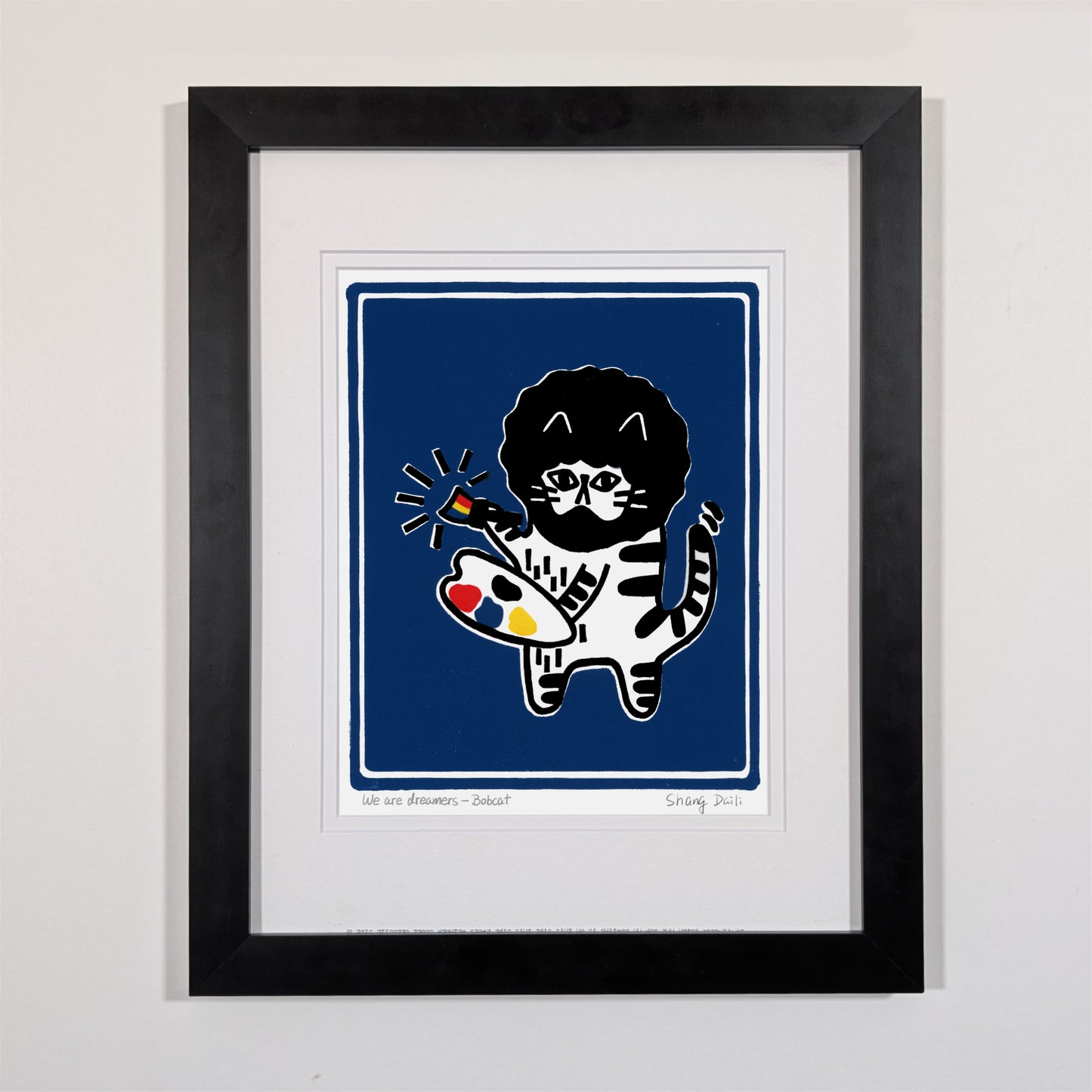 black wood frame, museum glass, double mat board