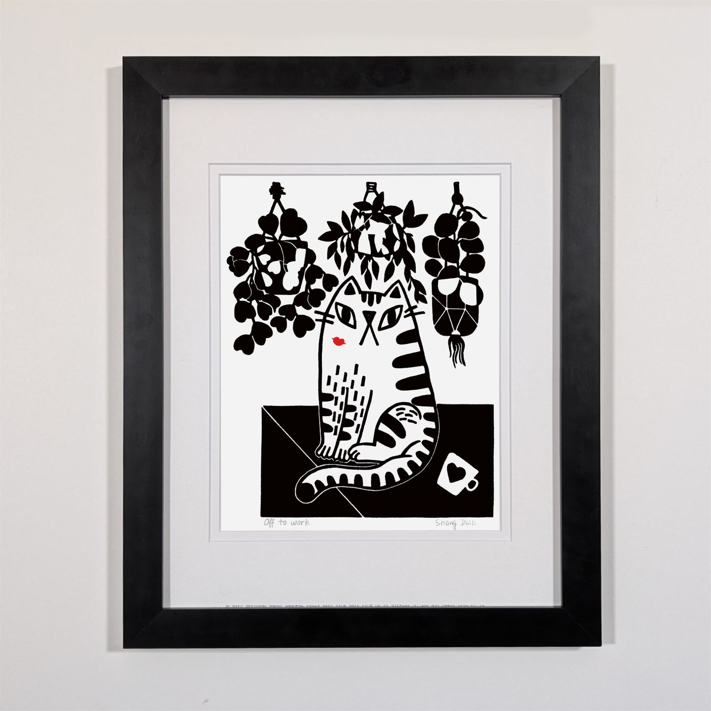 black wood frame, museum glass, double mat board