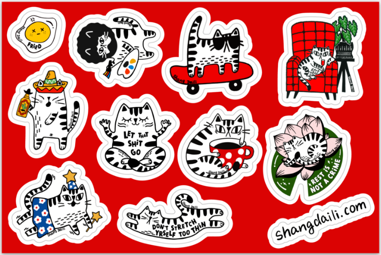 Cute Funny Cat Sticker Sheet
