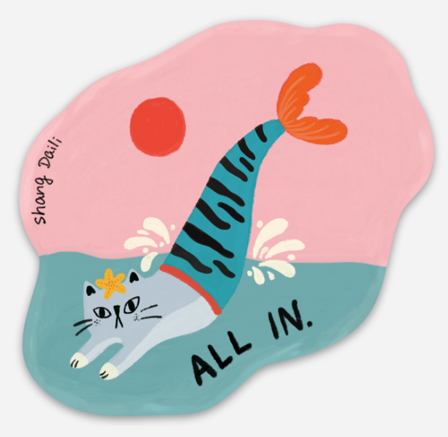 All in cat sticker