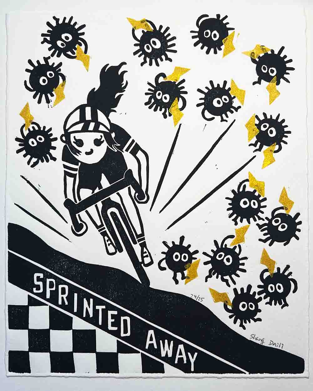a girl cyclist riding a bike
