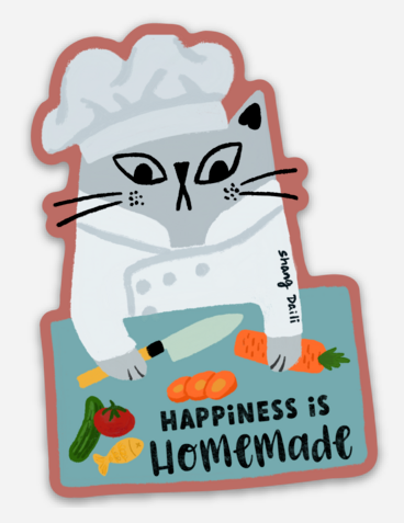 Cat Magnet - cat cooking a meal