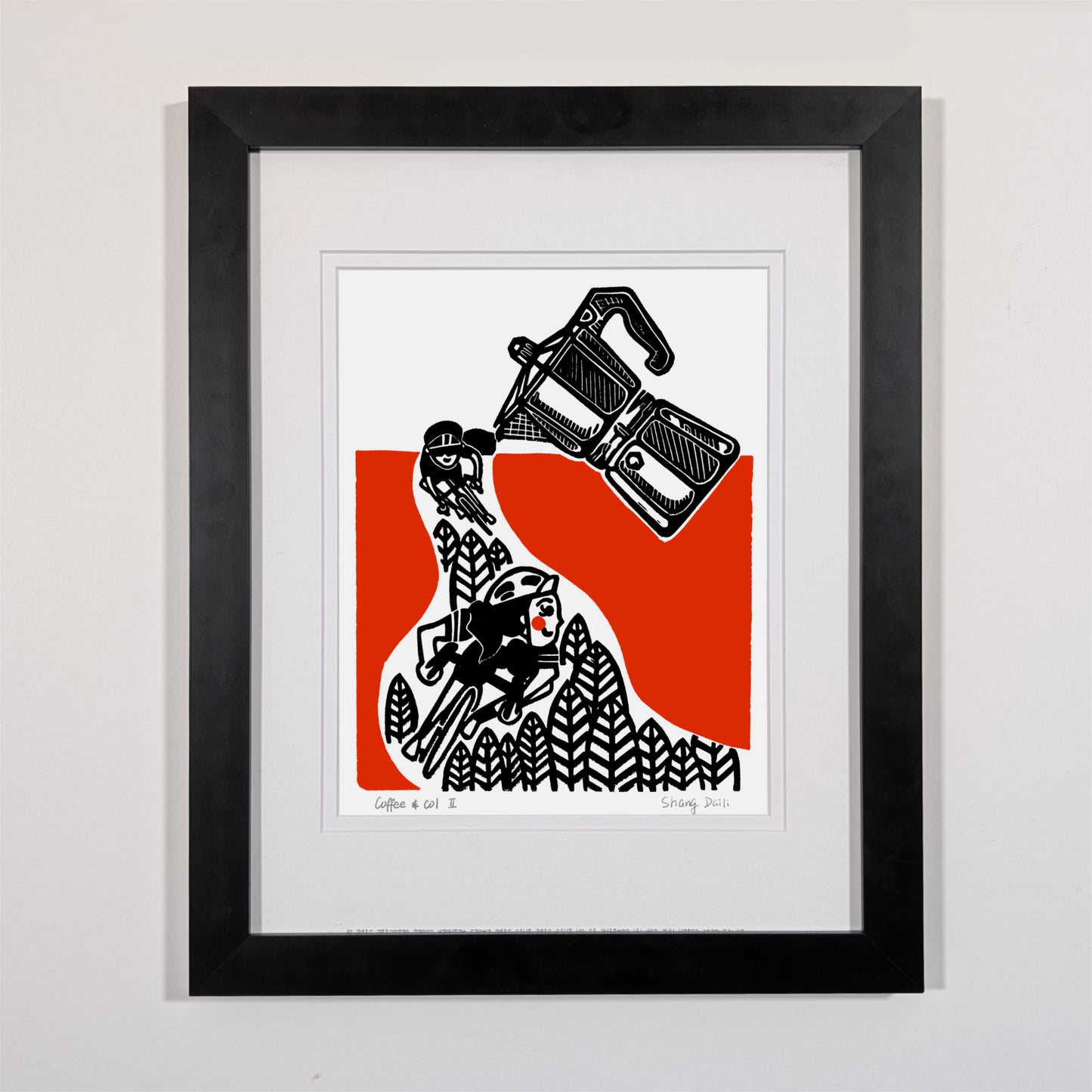 black wood frame, museum glass