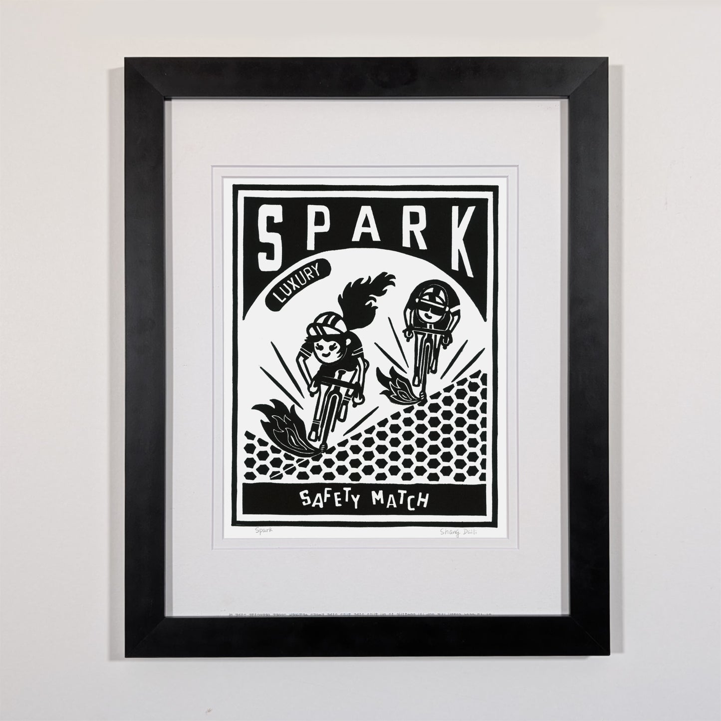 black wood frame, museum glass, double matboard