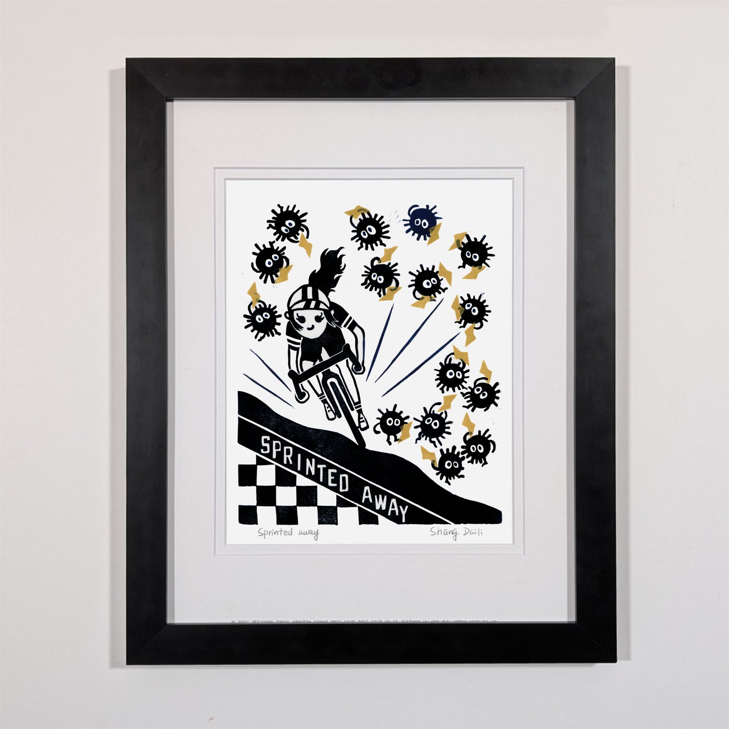 black wood frame, museum glass, double matboard