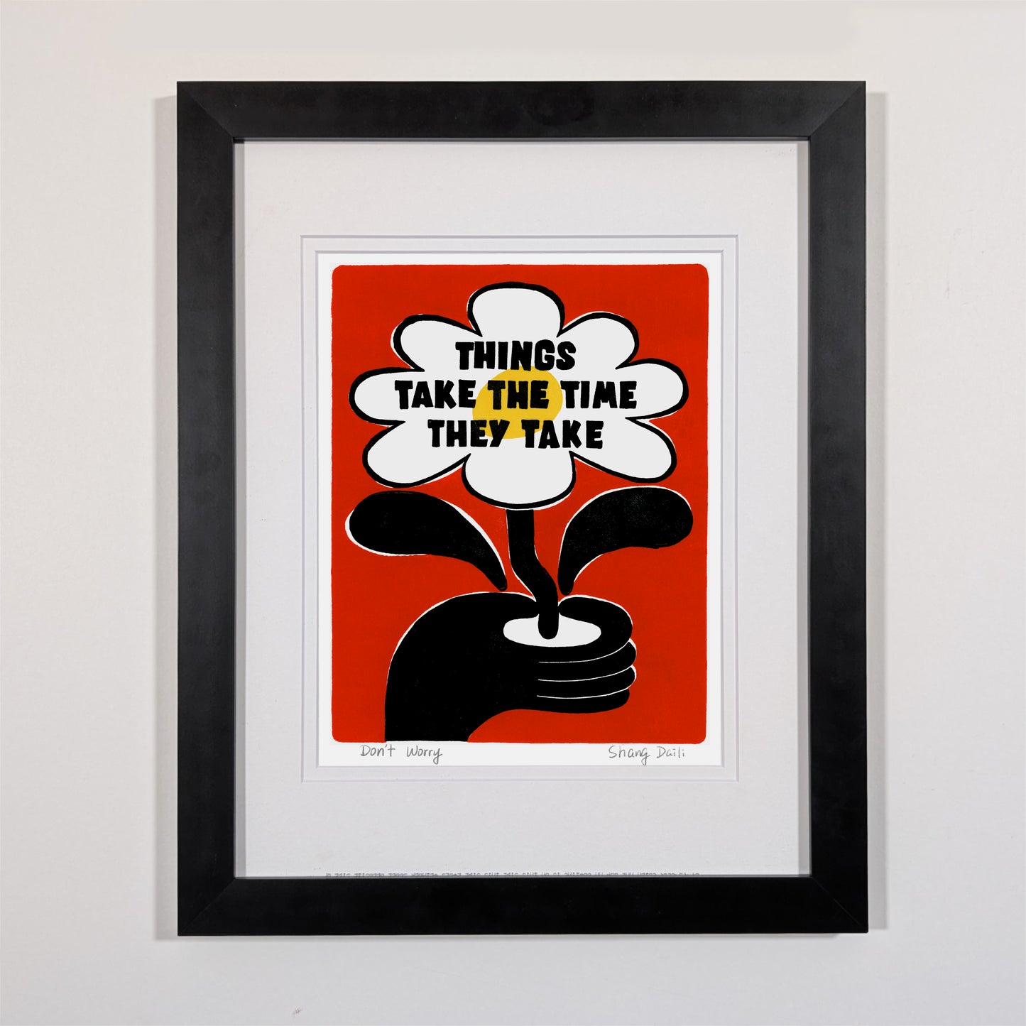 black wood frame, museum glass, double mat board