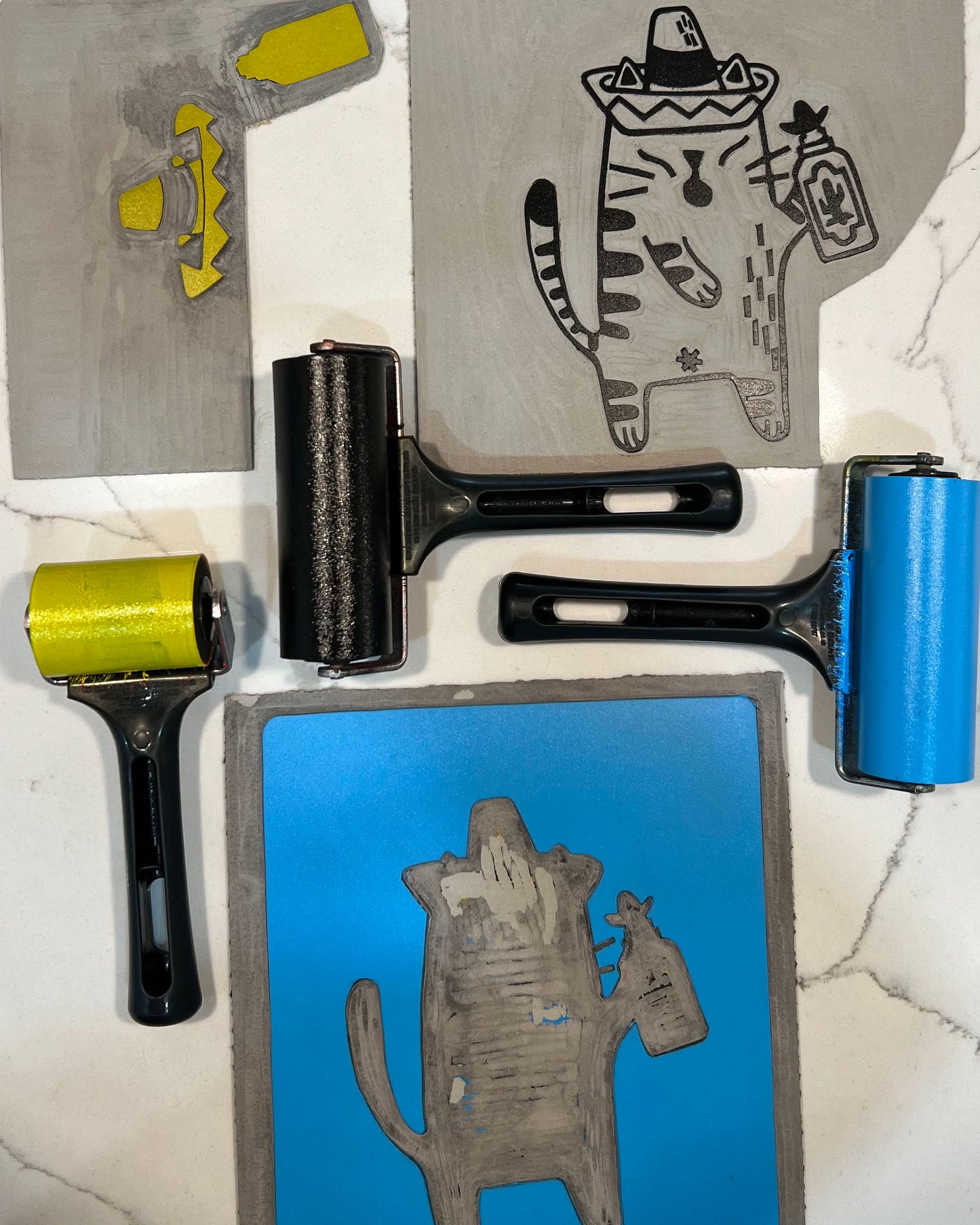 how to make multi-color linoleum print
