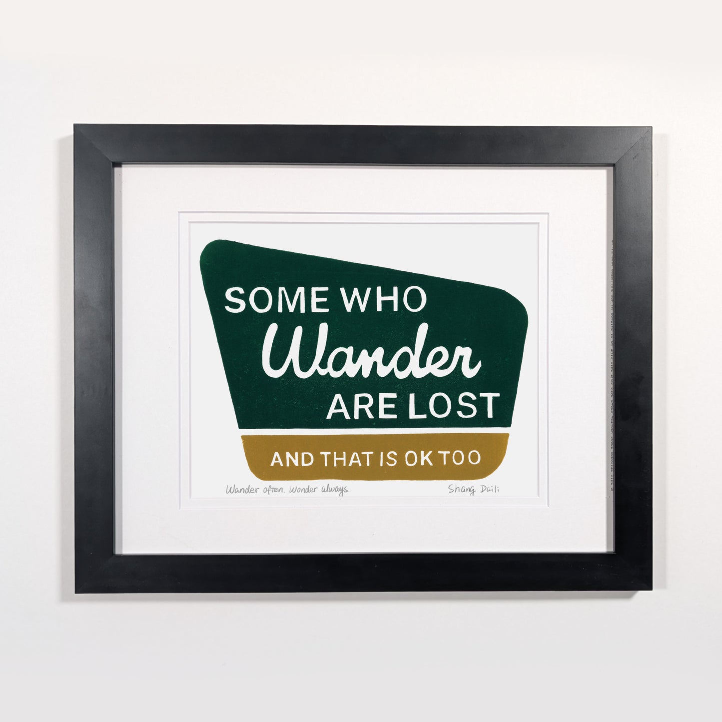 black wood frame, museum glass, double mat board