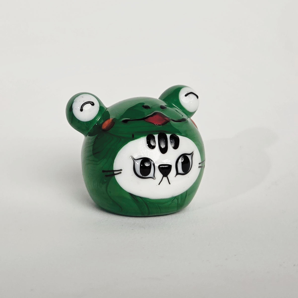 'Safe and Sound' Frog Cat Glass Figurine