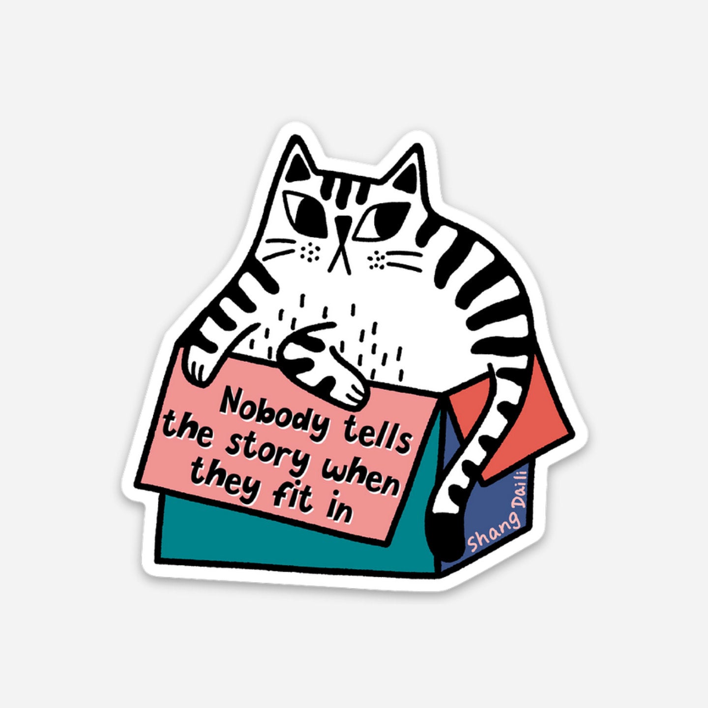 Cute cat sticker - Cat in a Box