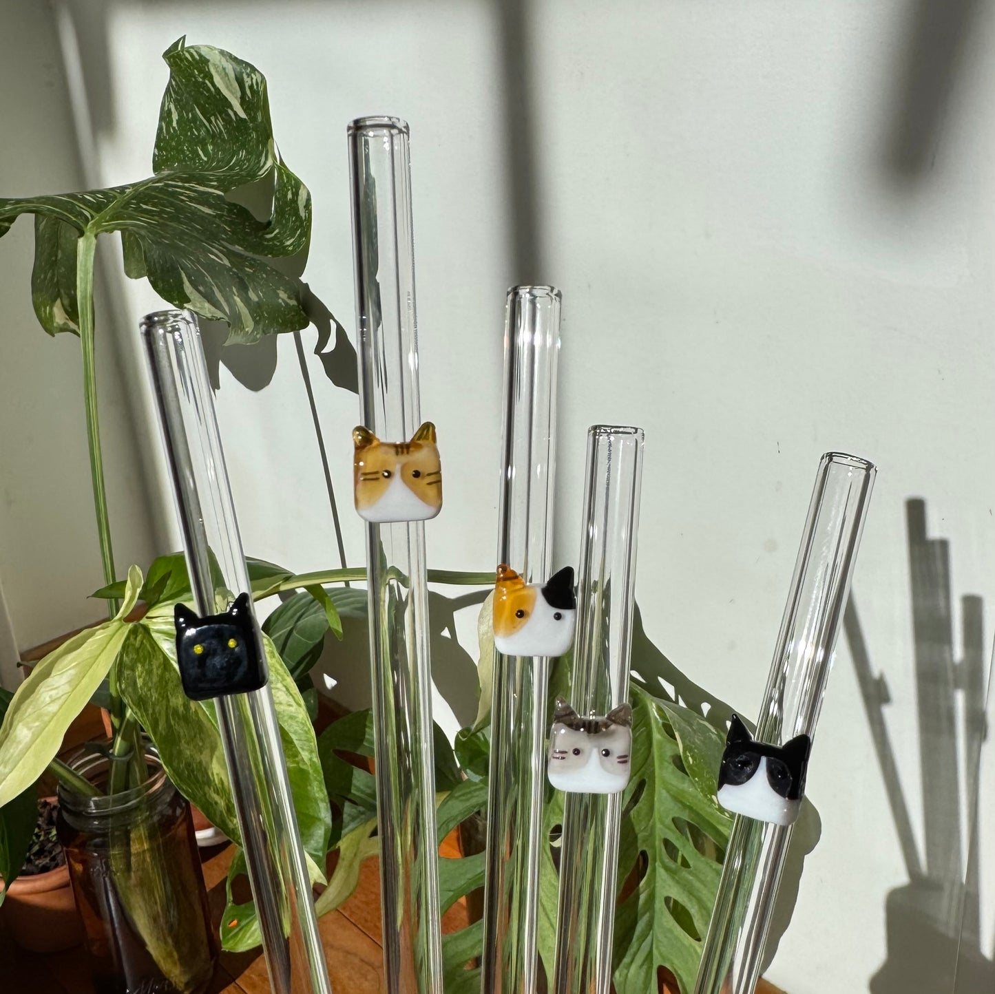 Cute Cat Reusable Glass Straw
