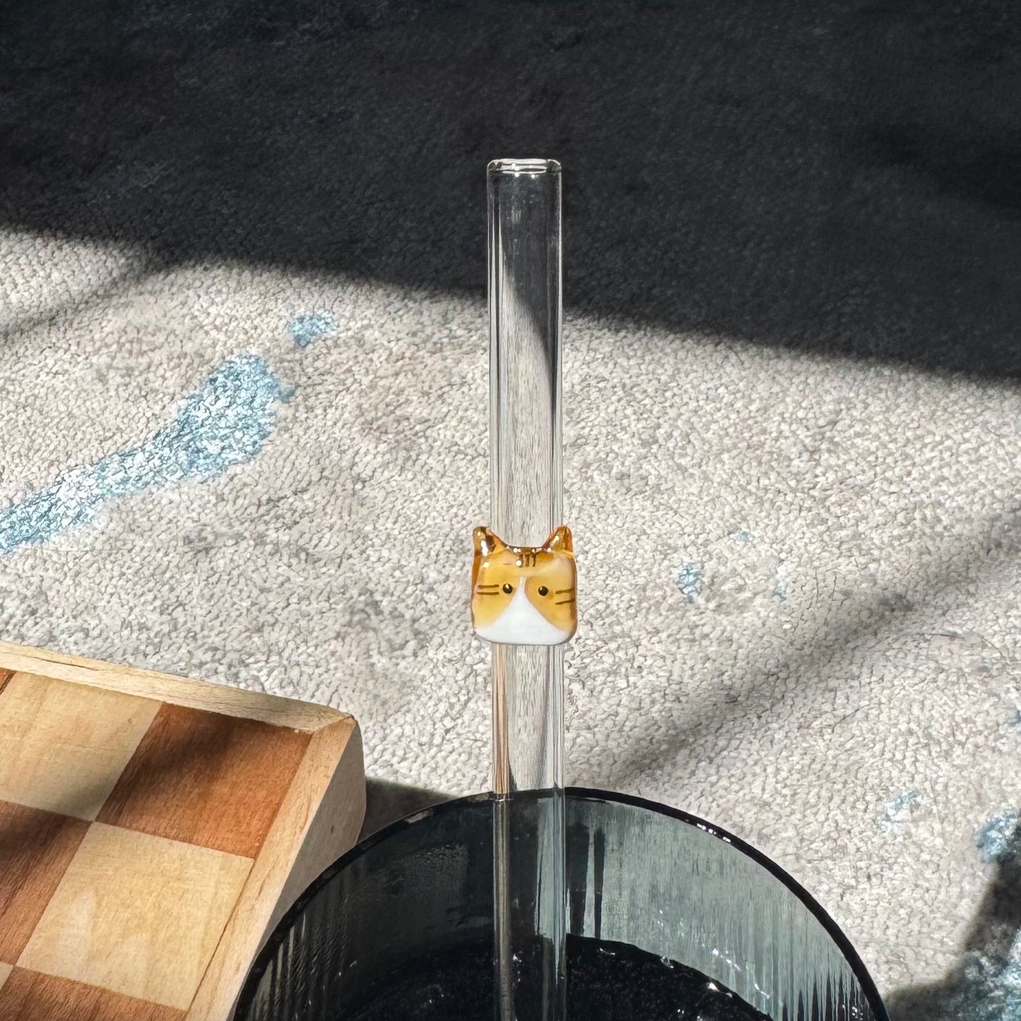Cute Cat Reusable Glass Straw