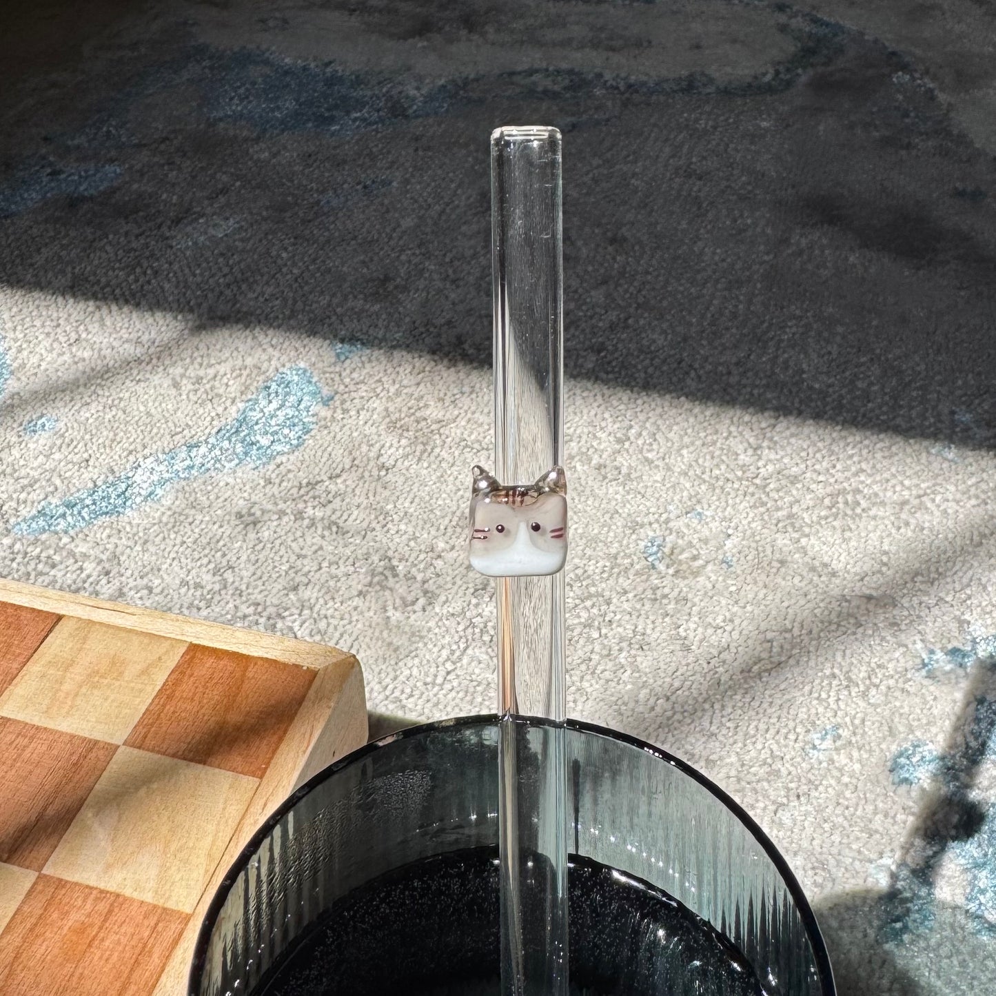 Cute Cat Reusable Glass Straw