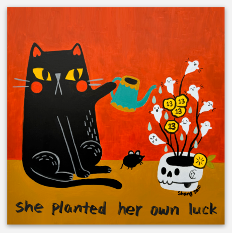 Cat Sticker - She Planted Her Own Luck