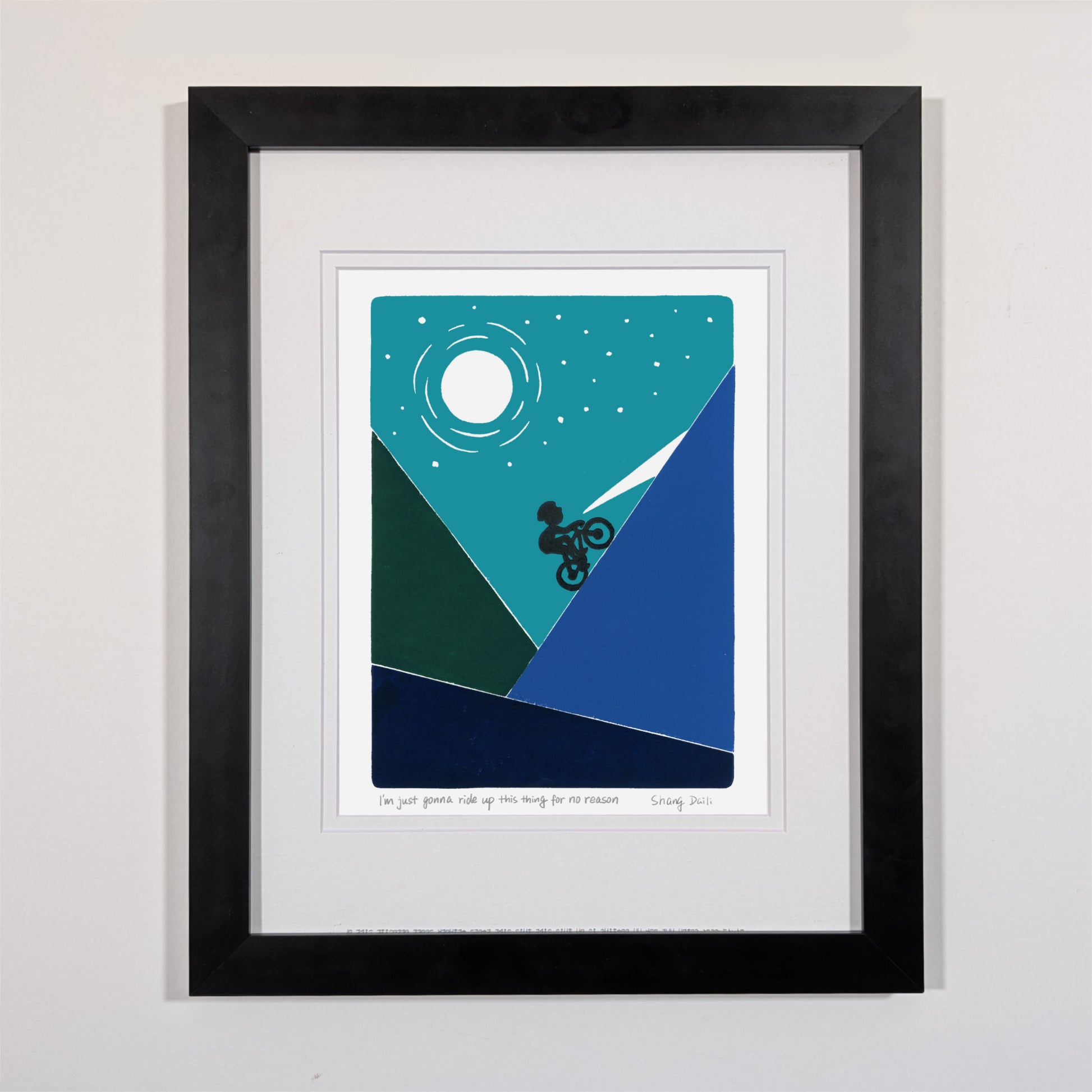 black wood frame, museum glass, double mat board
