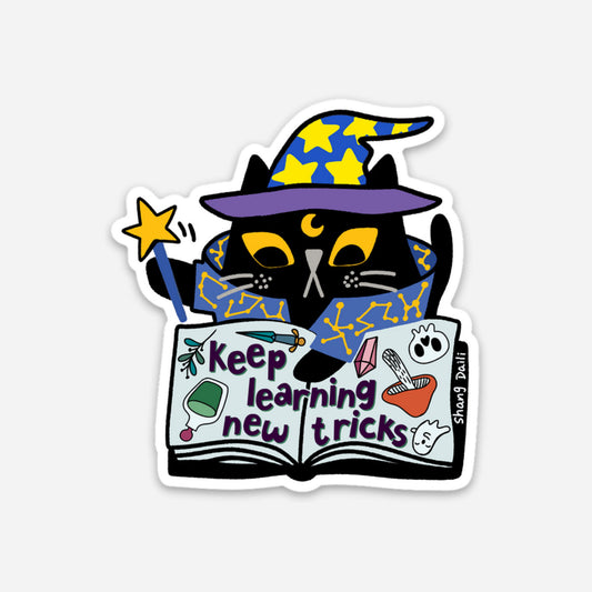 Cute cat sticker - Keep Learning New Tricks