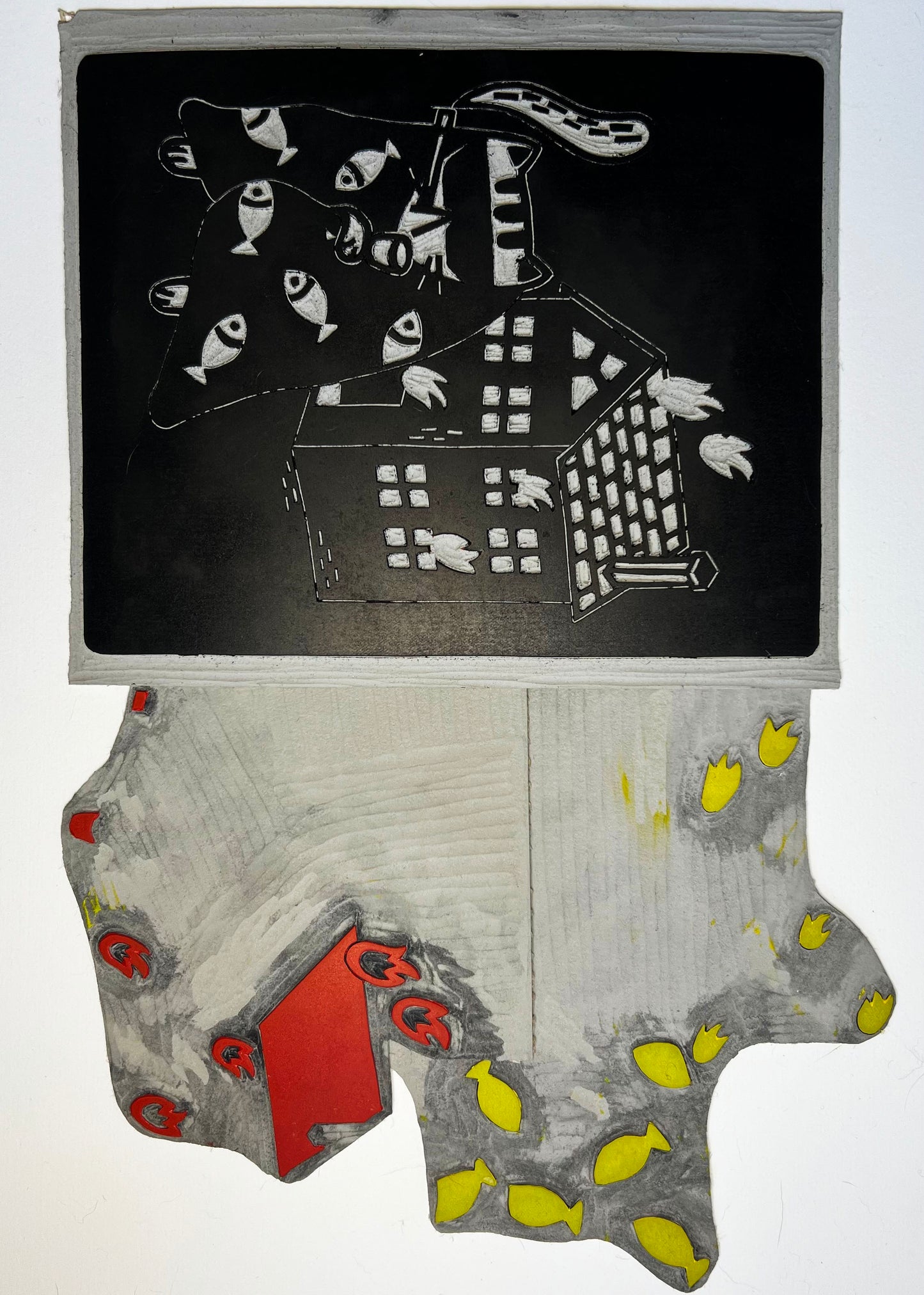 multi color linoleum block
