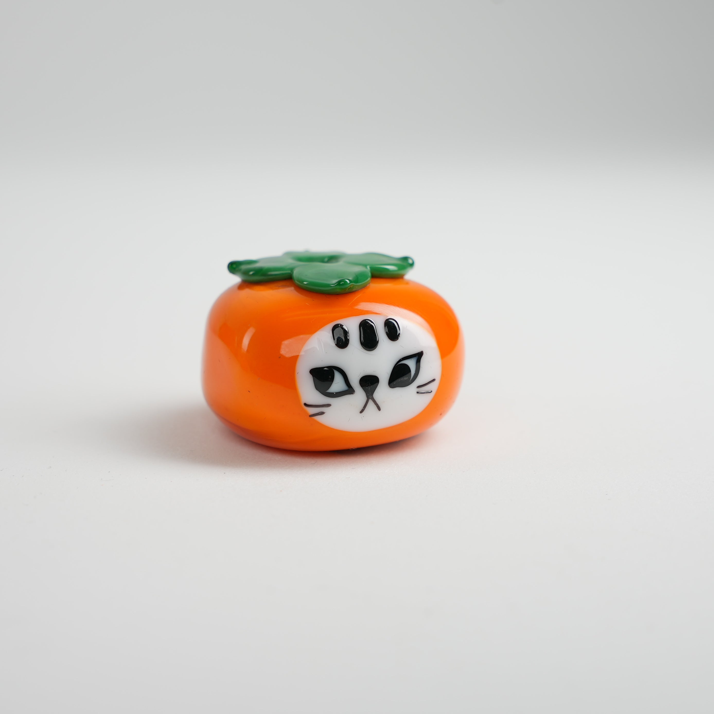 Everything Goes My Way' persimmon cat lampwork glass figurine