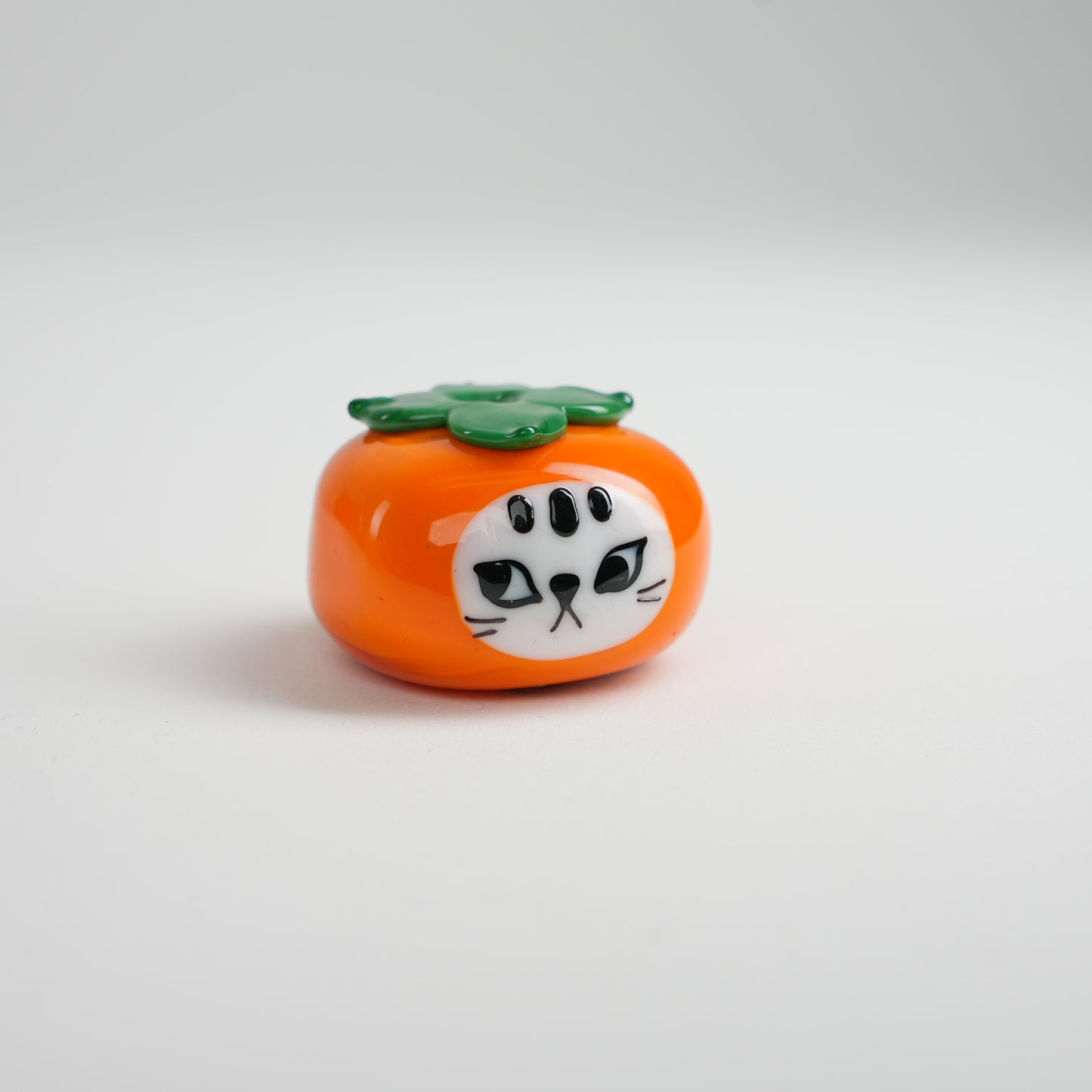 'Everything Goes My Way' persimmon cat lampwork glass figurine