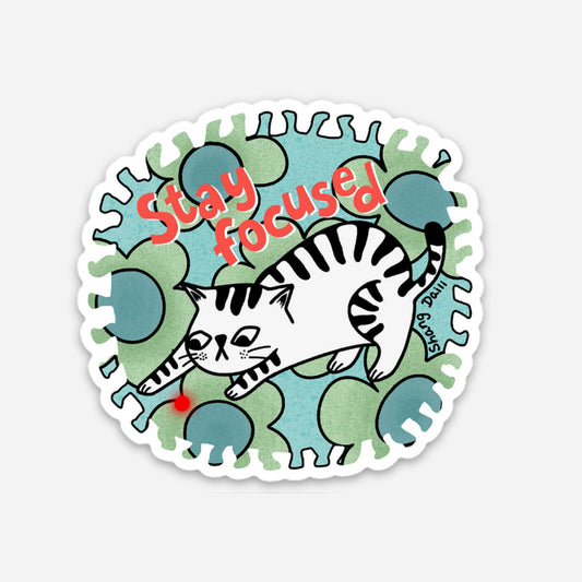 Cute cat sticker - Stay Focused