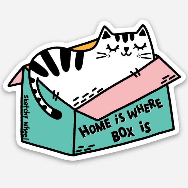 Cat Sticker Home is Where Box is