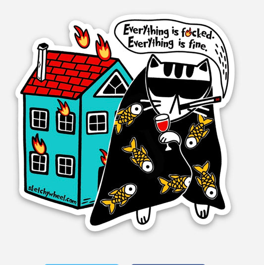 Cat Sticker Everything is Okay