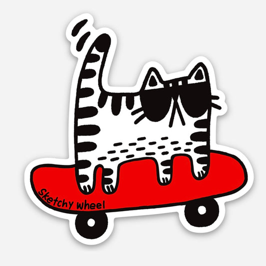 Cat Sticker Cat On A Skateboard